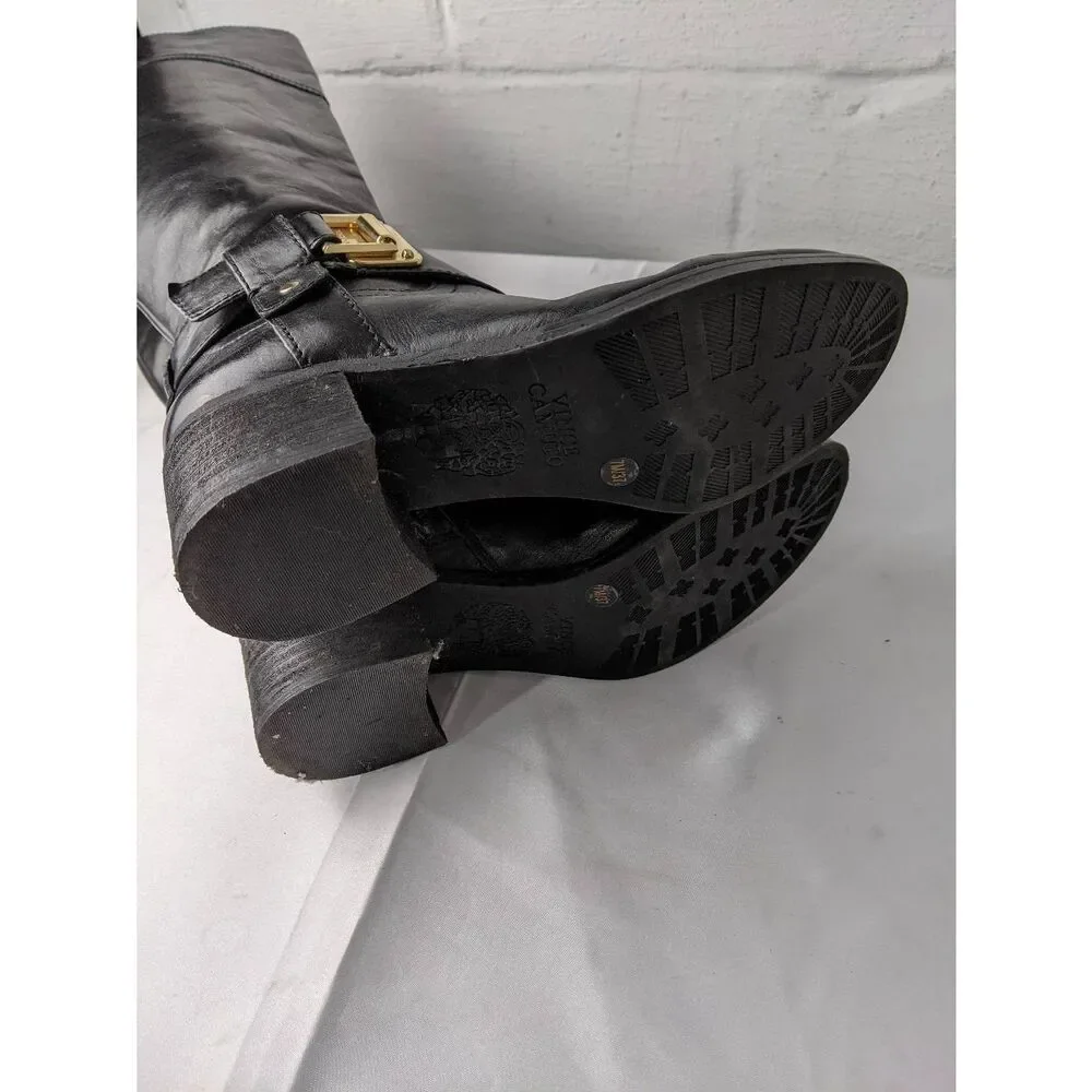 Vince‎ Camuto Finella Knee High Riding Boots Women's Size 7 M Black Leather